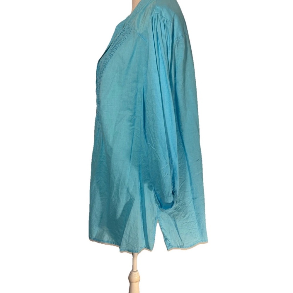 Women's plus size 2x pastel teal, thin, cotton top shirt blouse by Kim Rogers - Picture 2 of 8